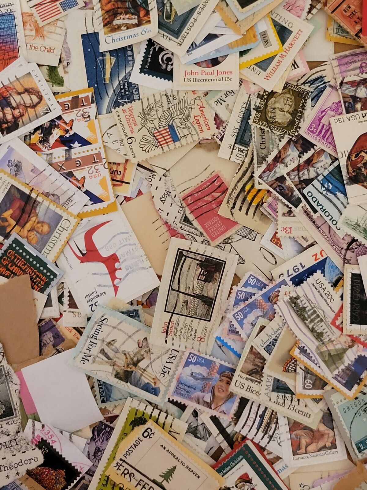 Stamps 200+ US Mostly Different 1900's-Current On Paper