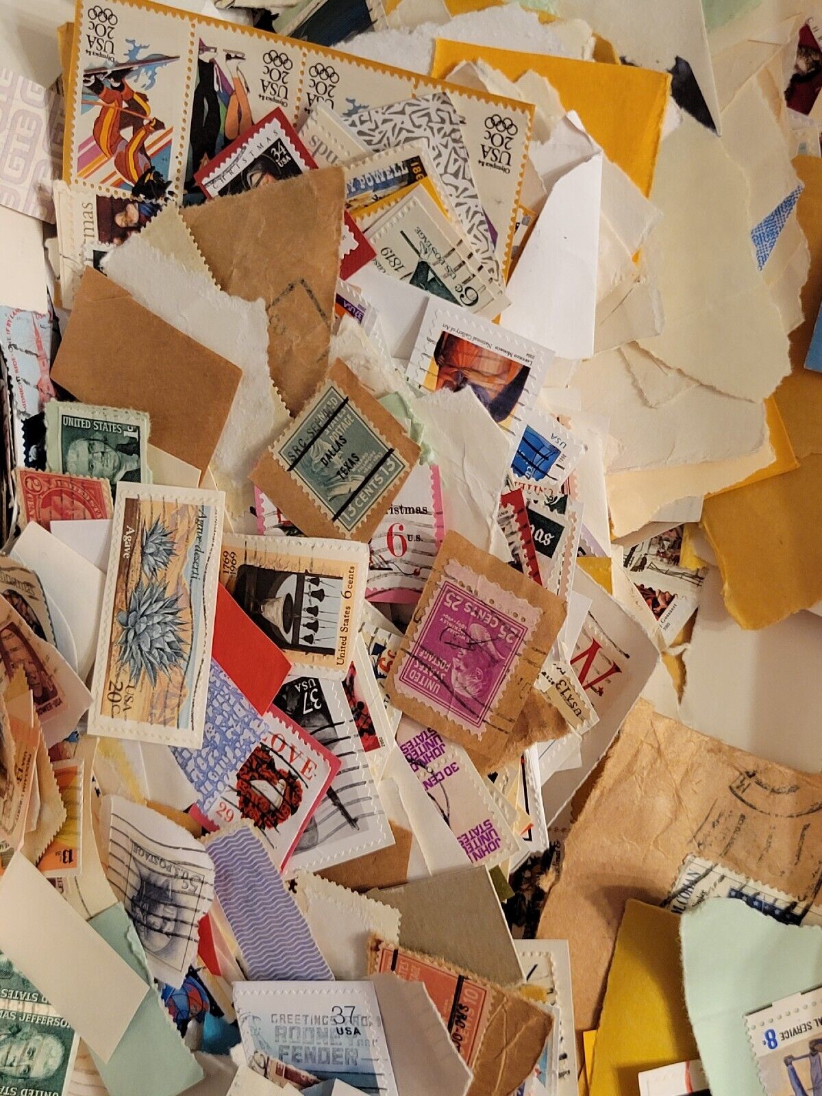 Stamps 200+ US Mostly Different 1900's-Current On Paper