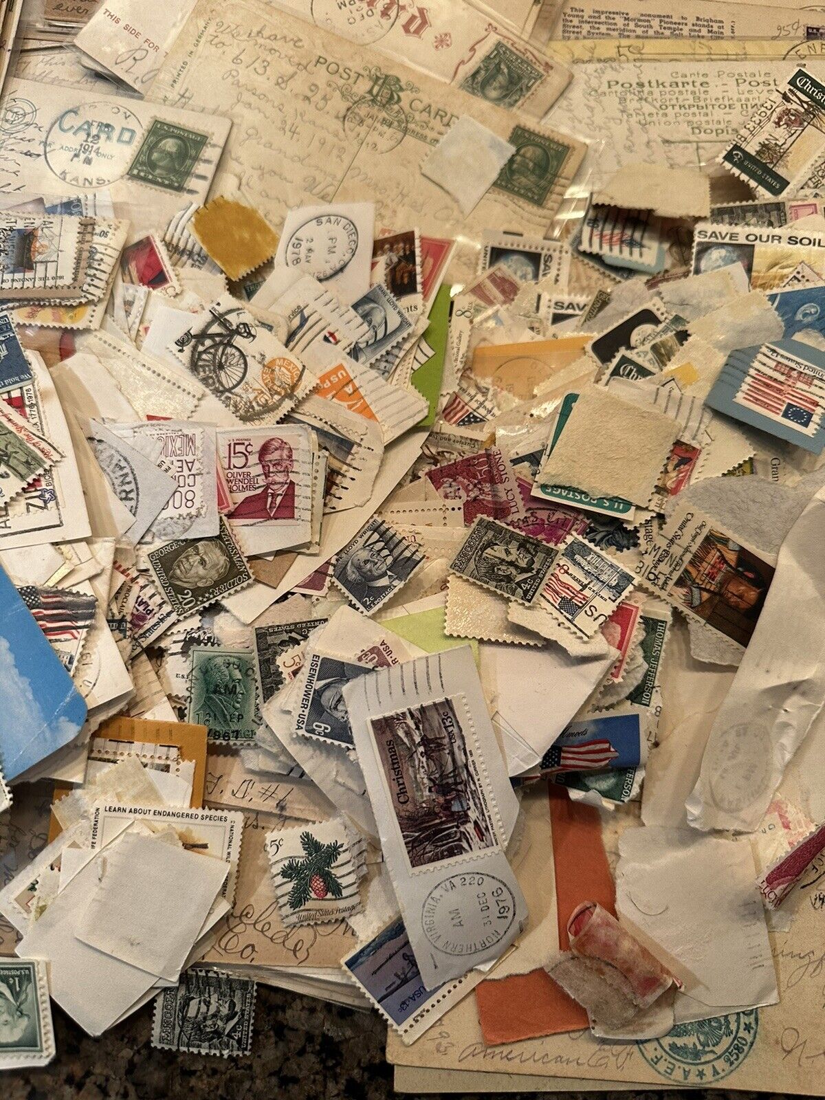 Vintage Lot Postmarked Stamps US International 1900’s Unsorted NOT Cherry picked