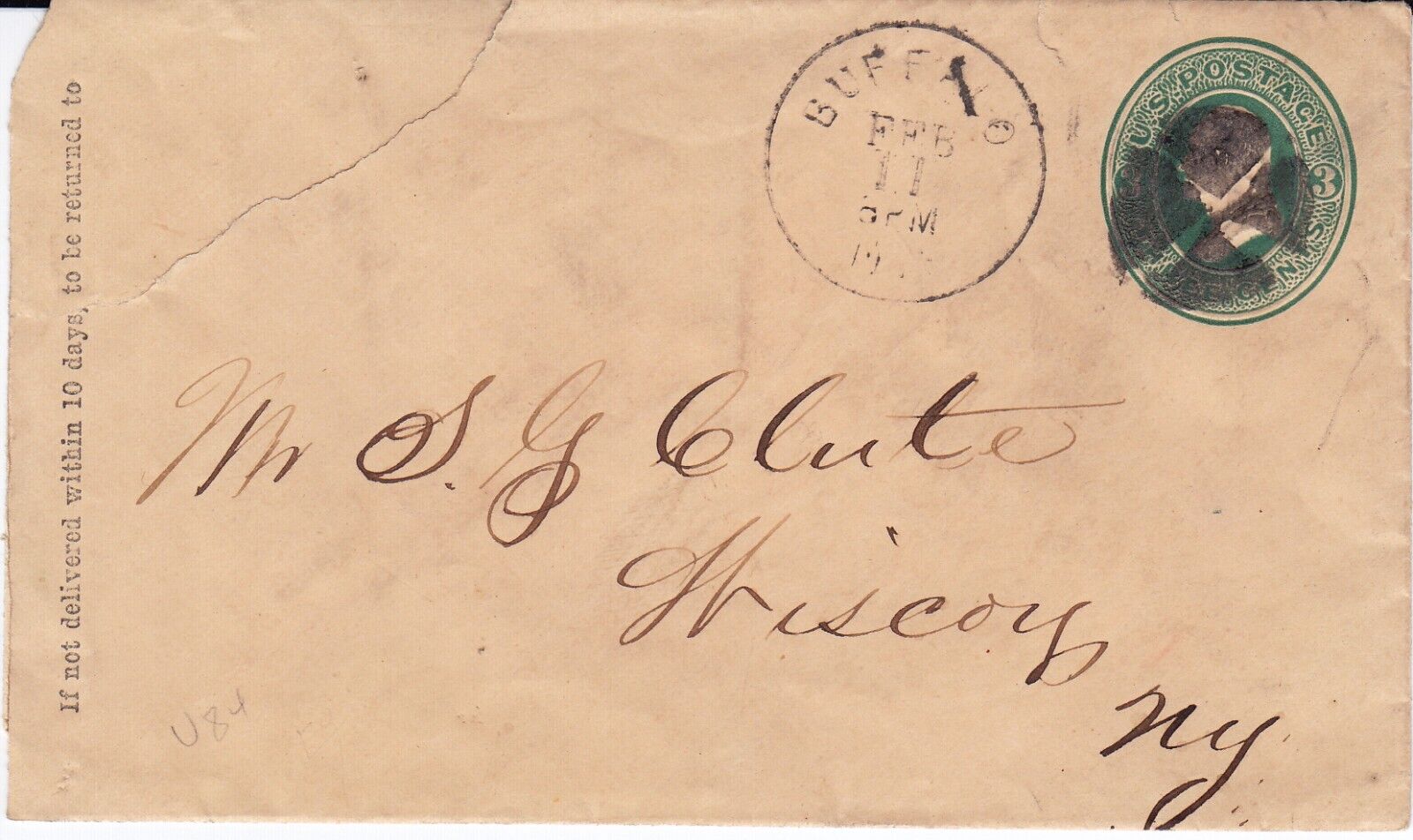 1800's USA cover Buffalo with nice cancel cover