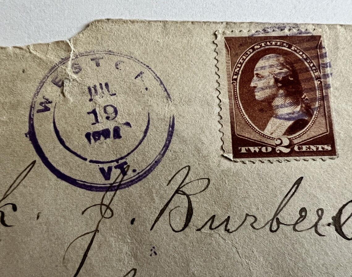 RARE 1800'S US COVER WITH PURPLE WESTEN DOUBLE RINGED CANCEL