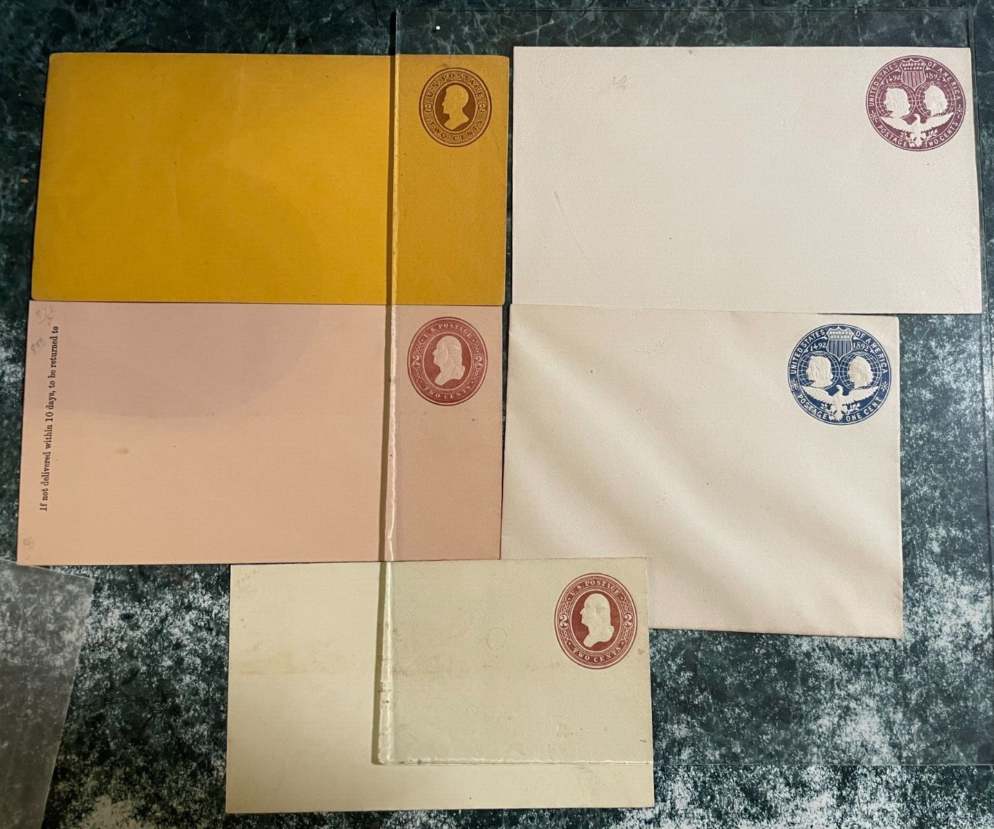 5 Vintage US Embossed Cut Square unused Envelope Stamp Covers rom the 1800s
