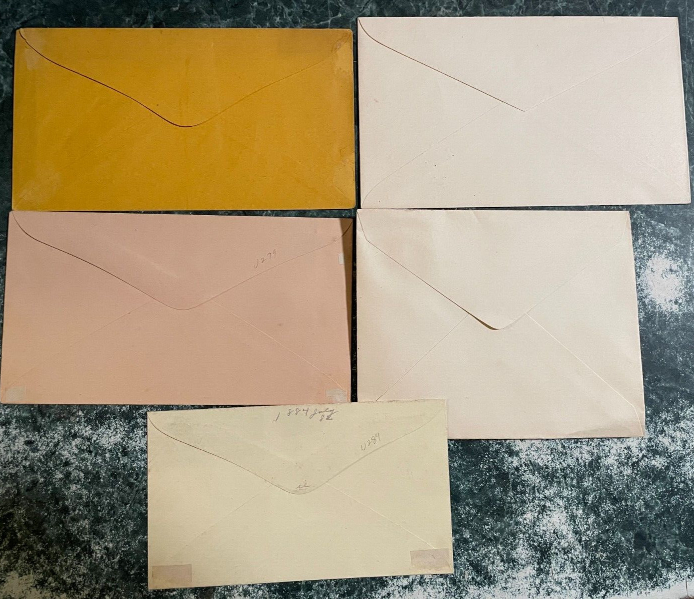 5 Vintage US Embossed Cut Square unused Envelope Stamp Covers rom the 1800s