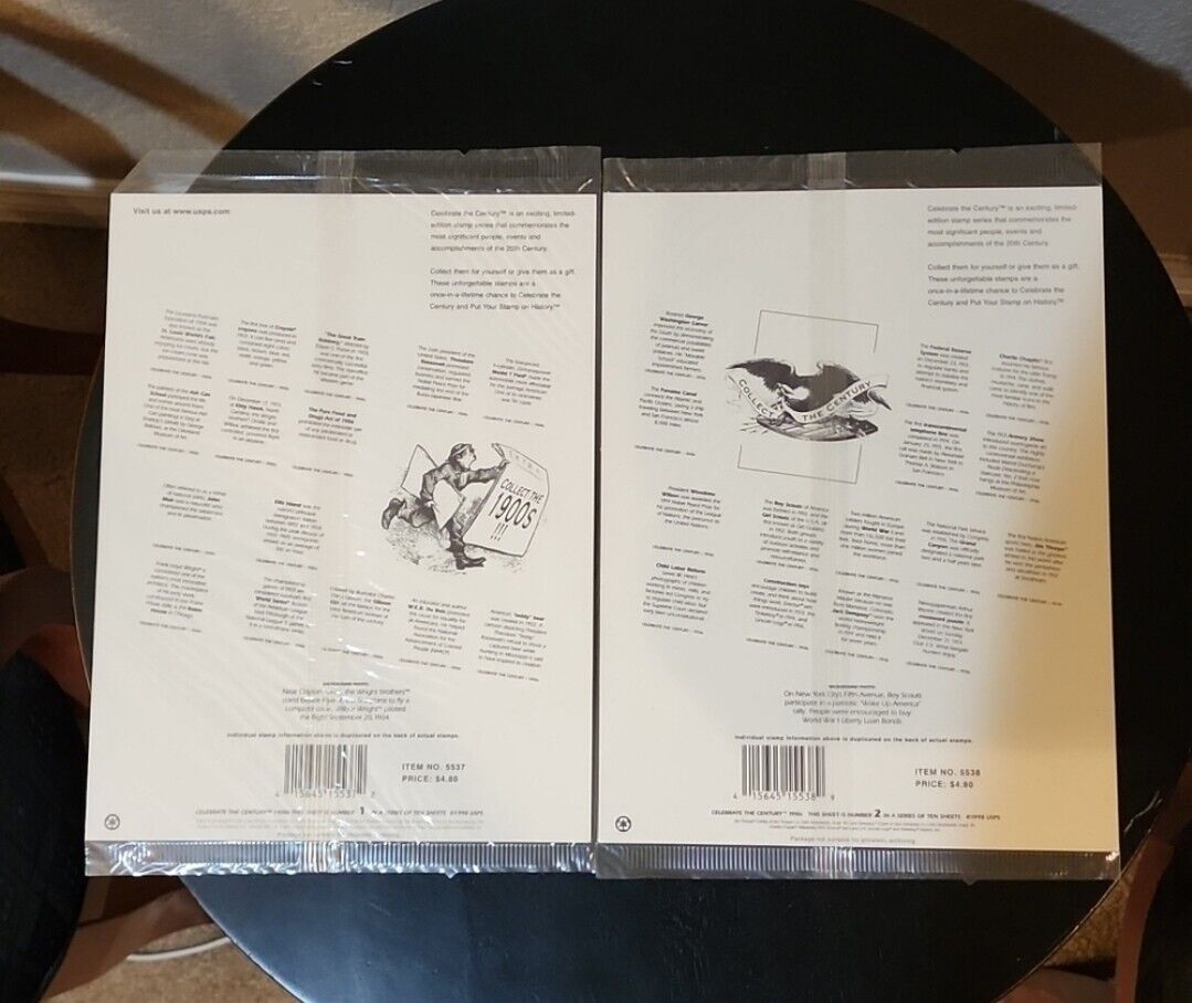 Celebrate The Century USPS Limited Edition Stamp Series 1900s-1990s Complete New