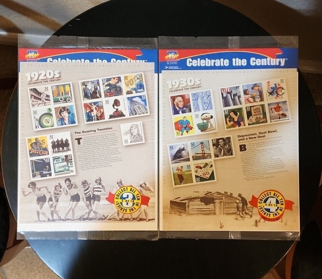 Celebrate The Century USPS Limited Edition Stamp Series 1900s-1990s Complete New