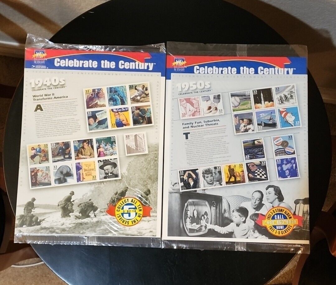 Celebrate The Century USPS Limited Edition Stamp Series 1900s-1990s Complete New