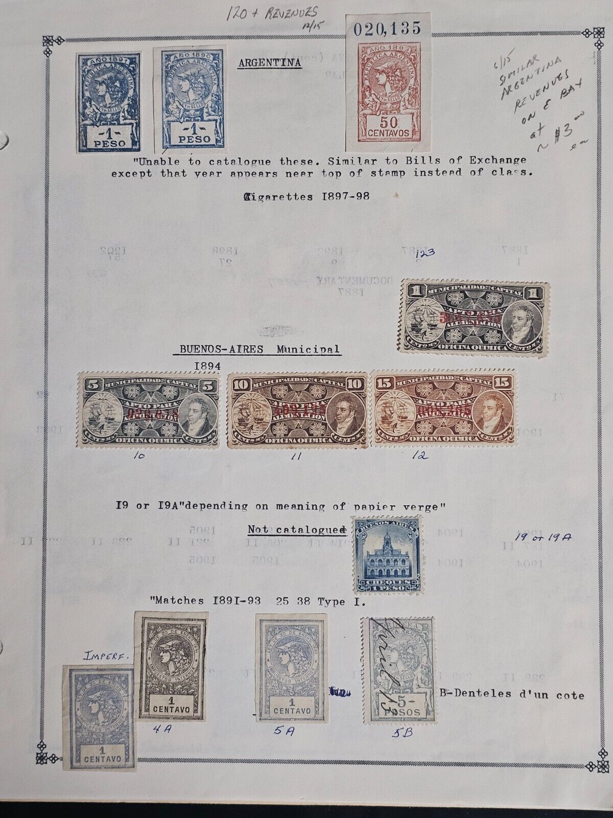 Latin America A-Z 1800s Revenue Stamp Collection Lot of 300+ On Pages