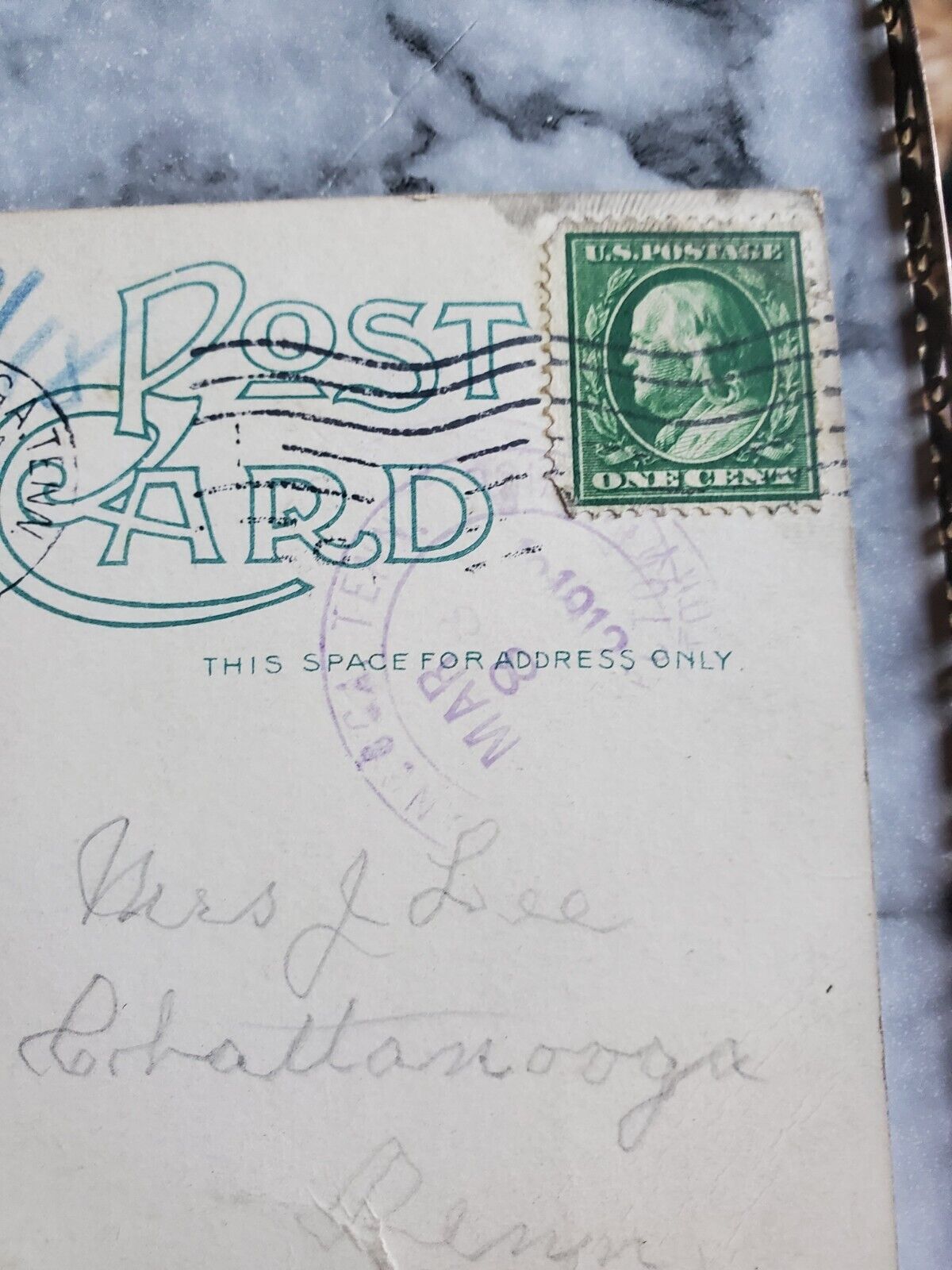 1900's Posted Stamps Lot Qty 7 Ben Franklin 1 Cent Collection Postcards Postage