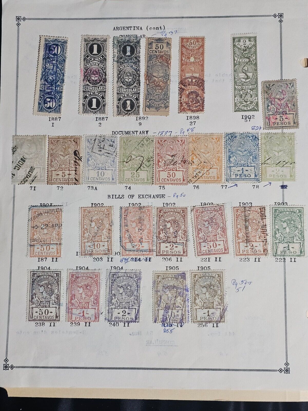 Latin America A-Z 1800s Revenue Stamp Collection Lot of 300+ On Pages