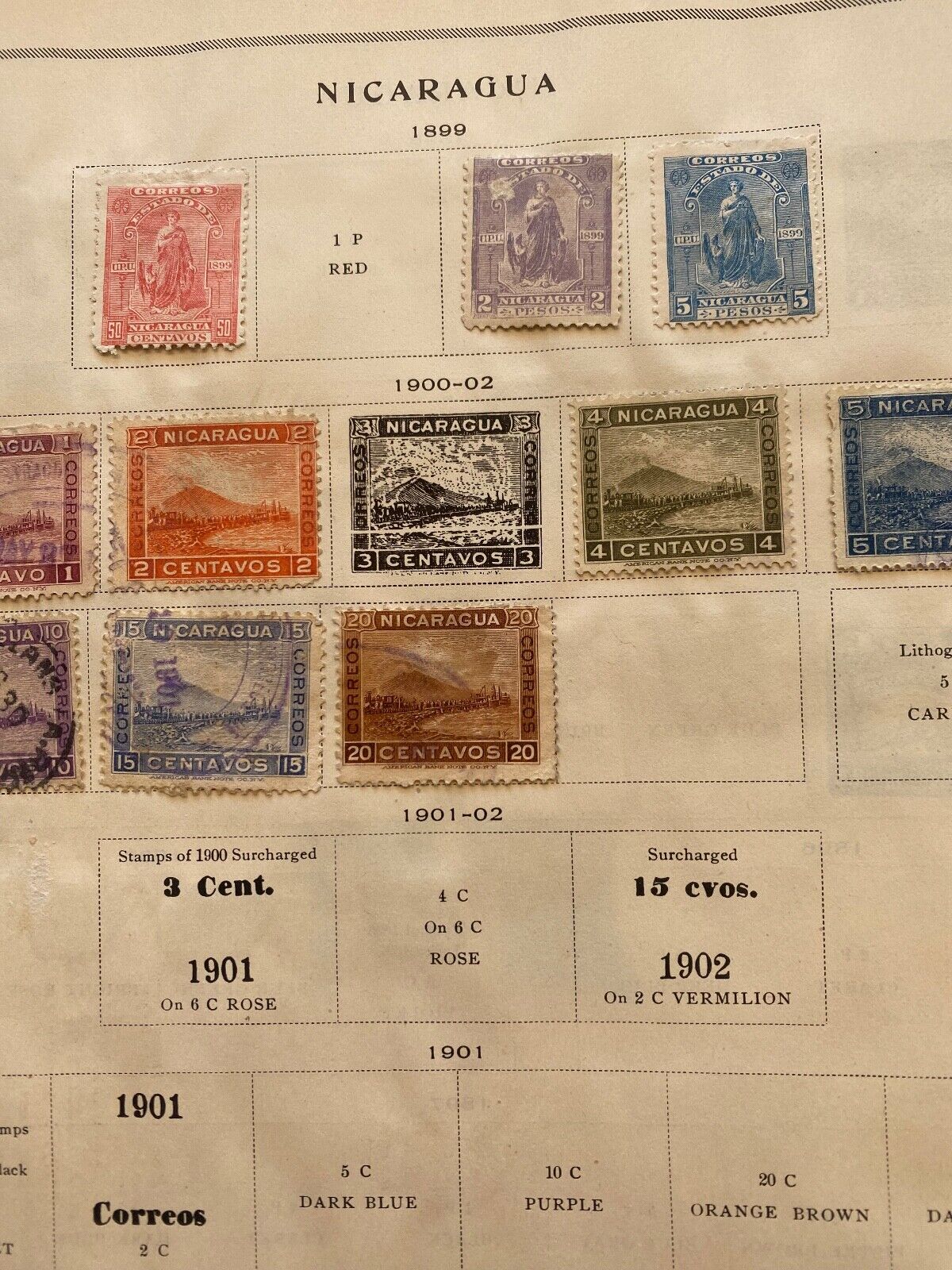 WW Stamps Nicaragua 1800s Stamps Hinged on Album Pages CV$$ Many Bobs