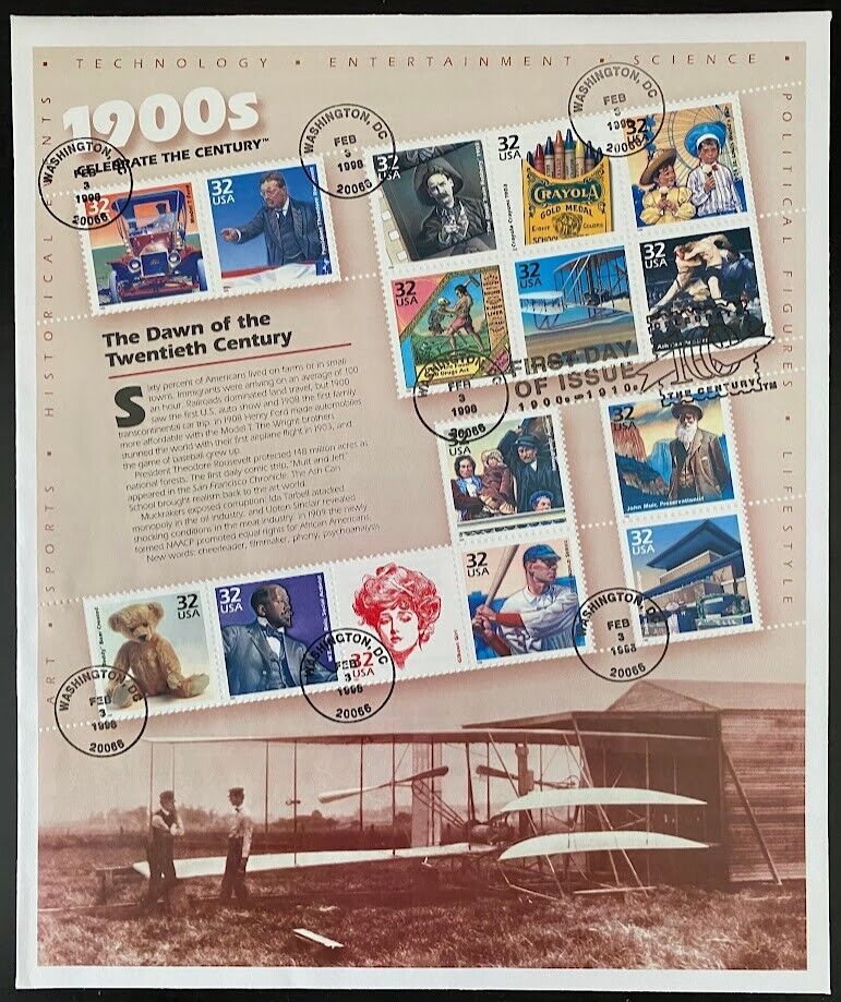 US Souvenir Stamps 1900s-1990s Celebrate the Century Lot of 51 sheets 765 Stamps