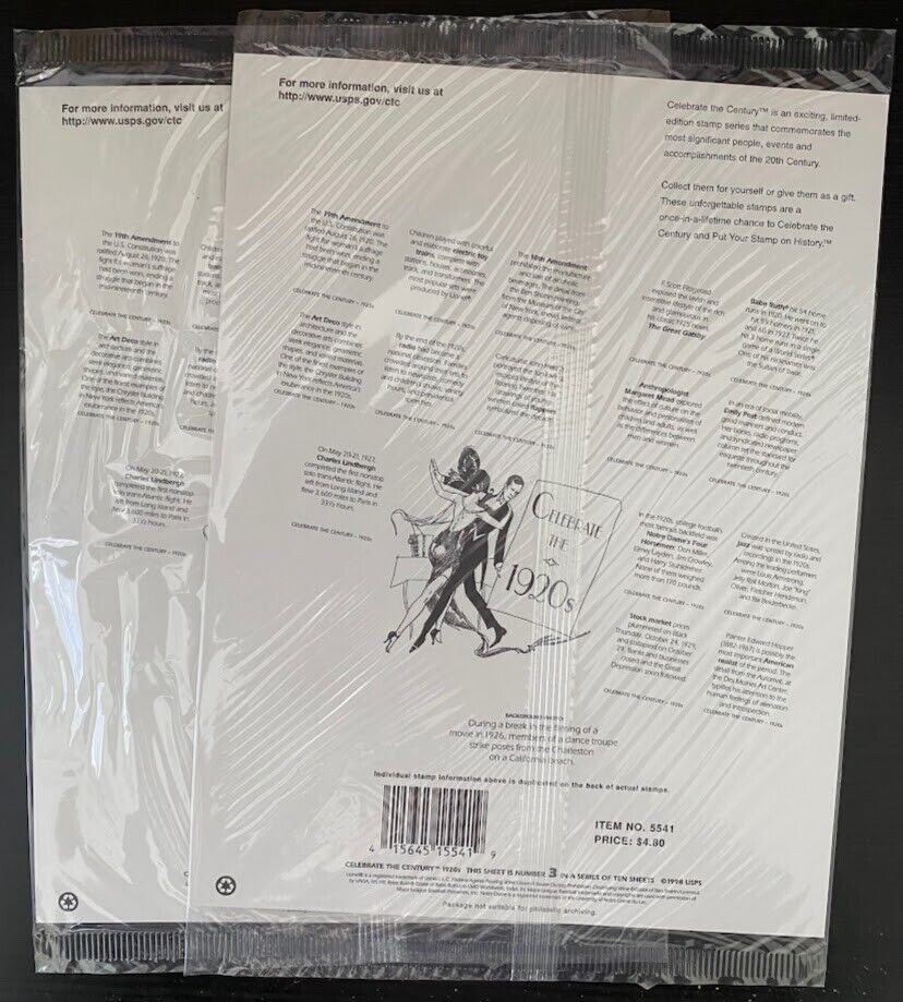 US Souvenir Stamps 1900s-1990s Celebrate the Century Lot of 51 sheets 765 Stamps