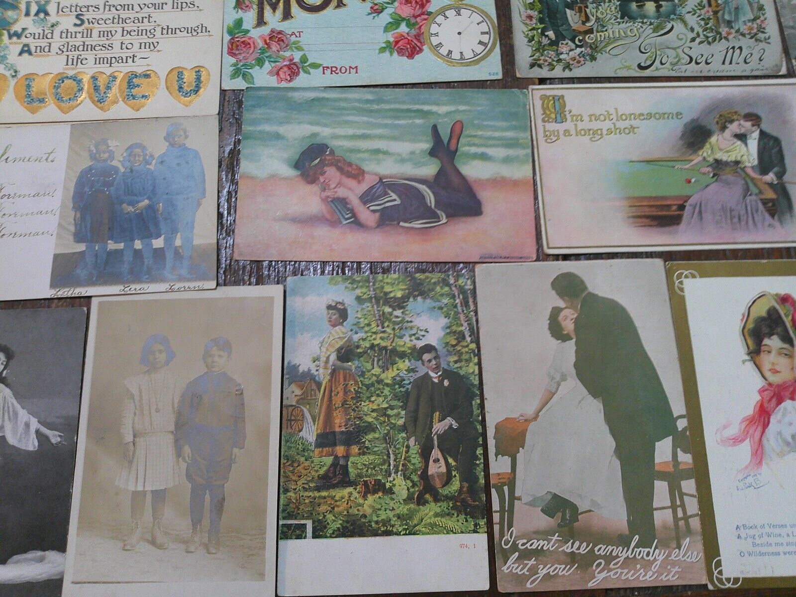 ANTIQUE LOT 91 MIXED POSTCARDS EARY 1900'S 1 CENT STAMPS