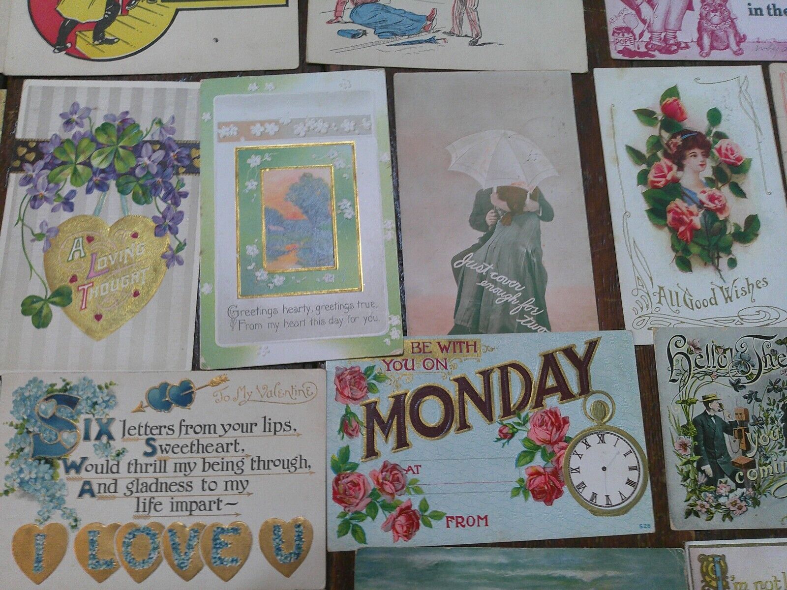 ANTIQUE LOT 91 MIXED POSTCARDS EARY 1900'S 1 CENT STAMPS
