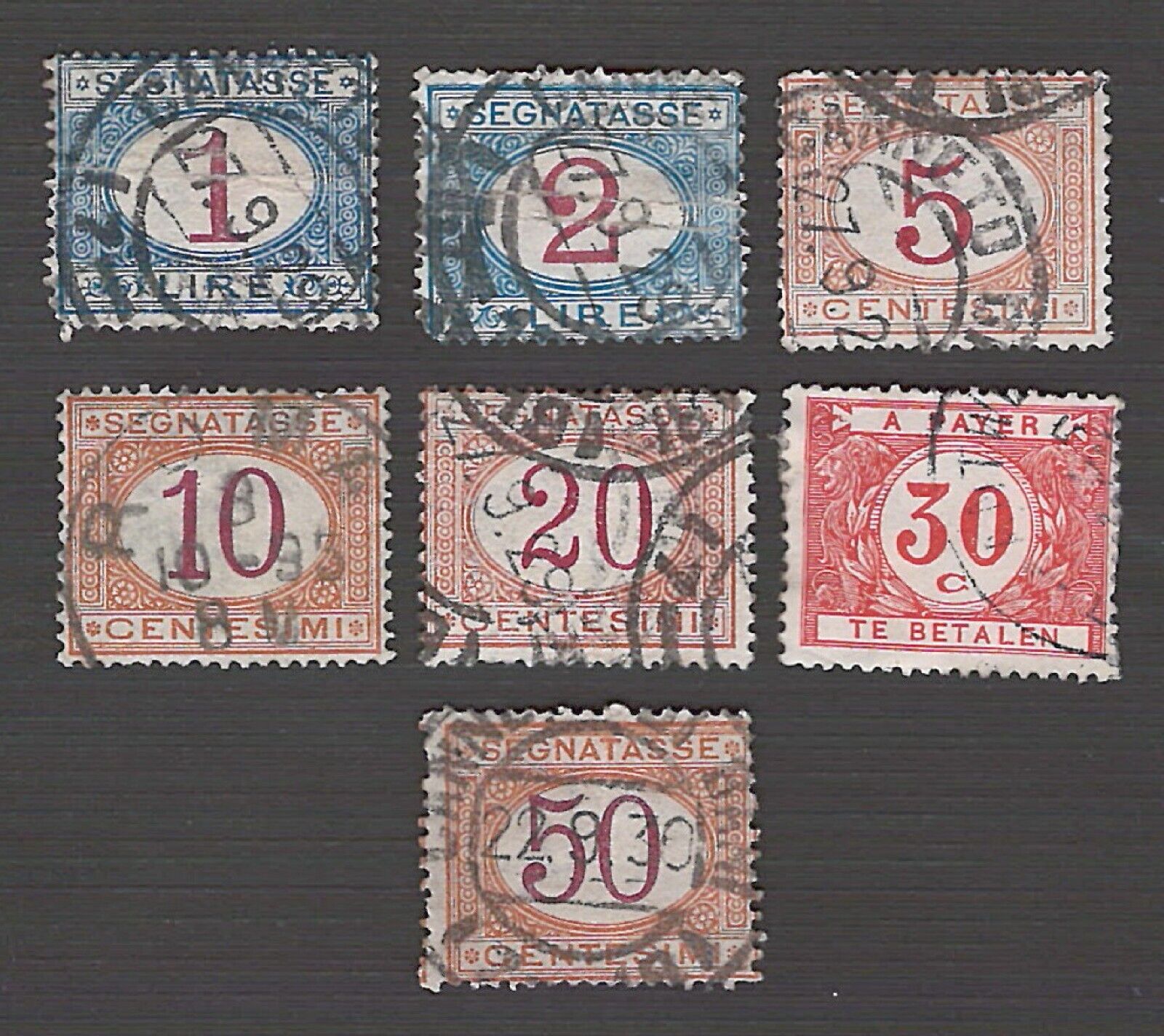 Italy Late 1800's Postage Due Collection --- Seven Stamps - Used