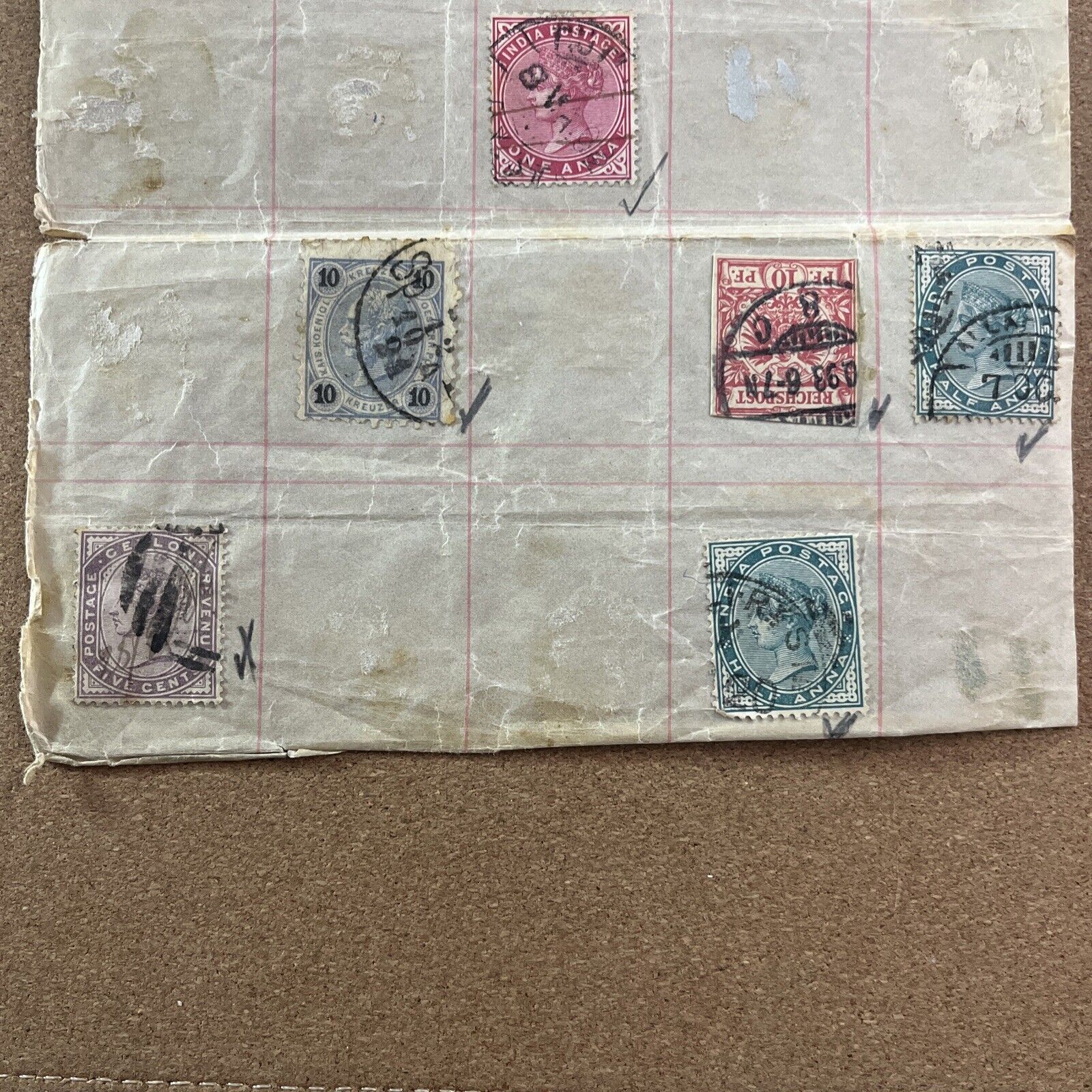 VINTAGE STAMP LOT (14)Vintage Approval Sheet  1800’s Franklin Egypt S1E