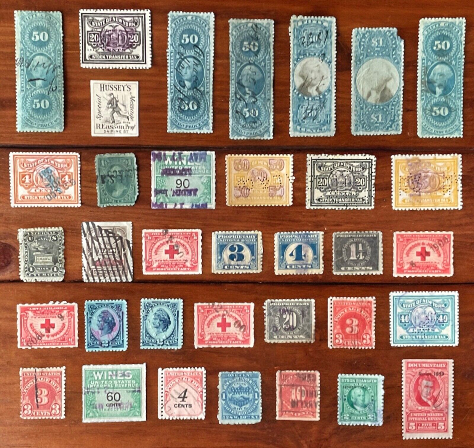 1800s - 1900s Different Varieties of Used Old USA TAX REVENUE Stamps — Hinged/UH