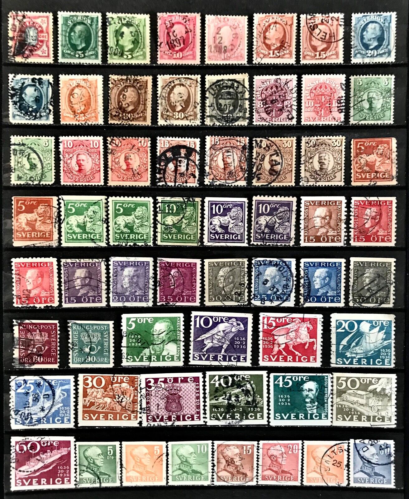 SWEDEN Stamp Collection 1800’s-1900’s 6 Pages Used