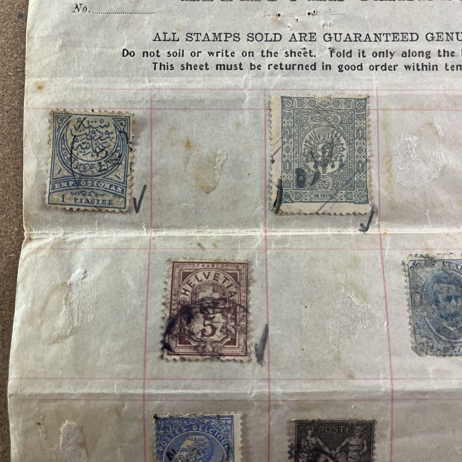 VINTAGE STAMP LOT (16)Vintage Approval Sheet  1800’s Ottoman Empire Blue S1D