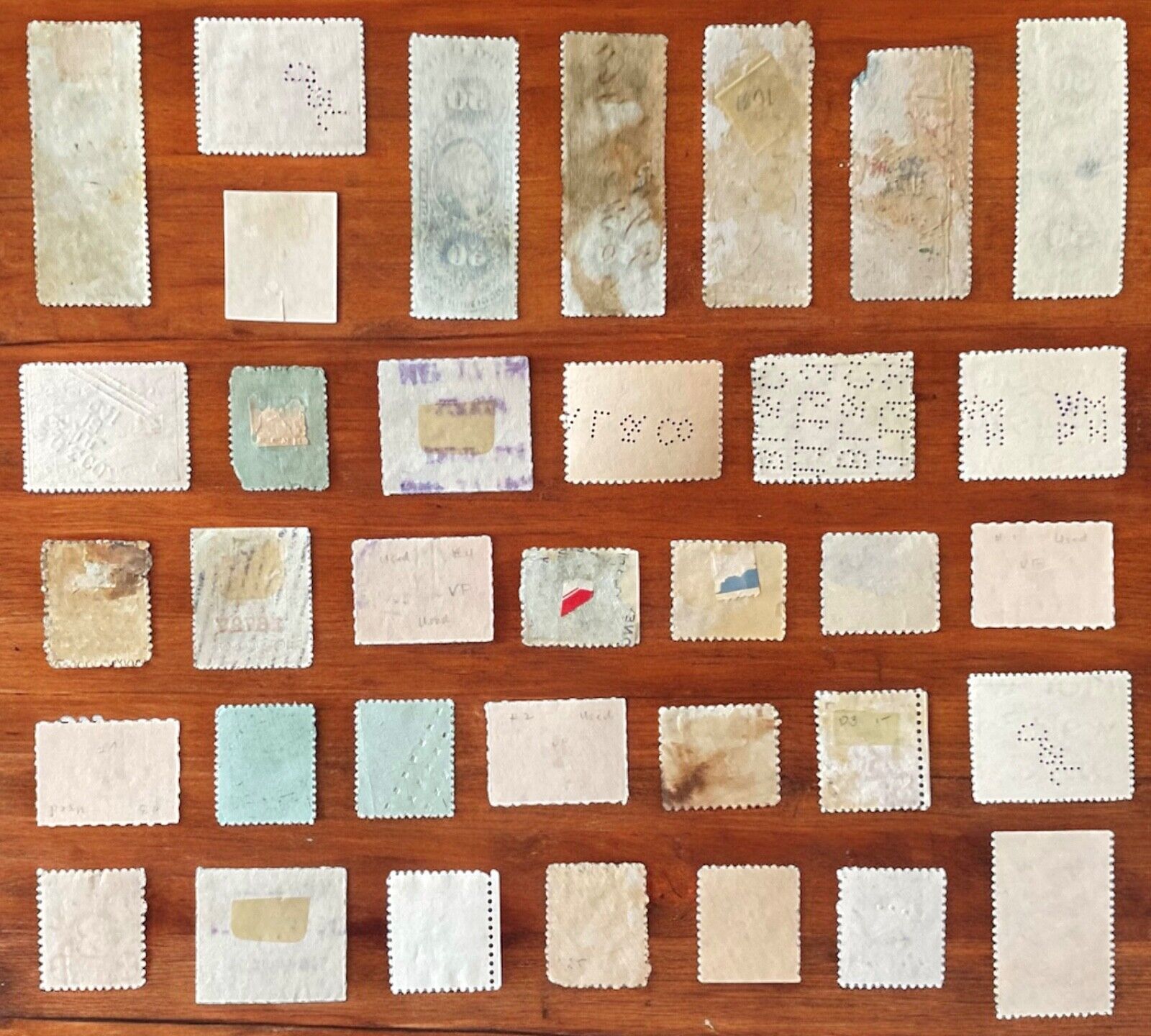 1800s - 1900s Different Varieties of Used Old USA TAX REVENUE Stamps — Hinged/UH