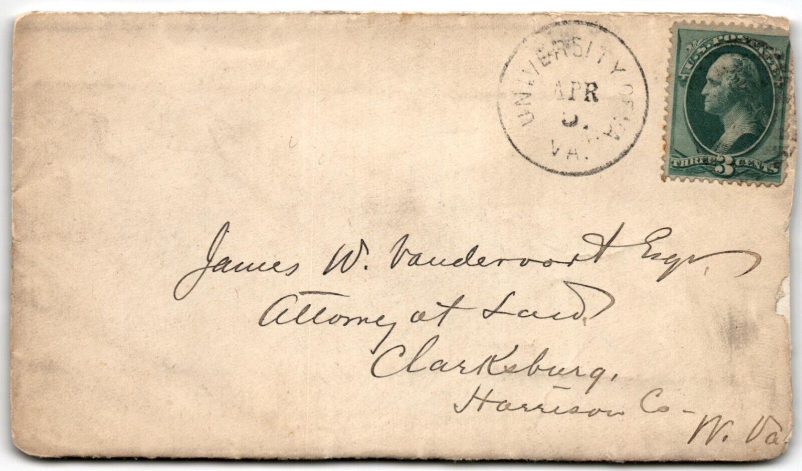 1800's Postal Cover US Mail with stamp