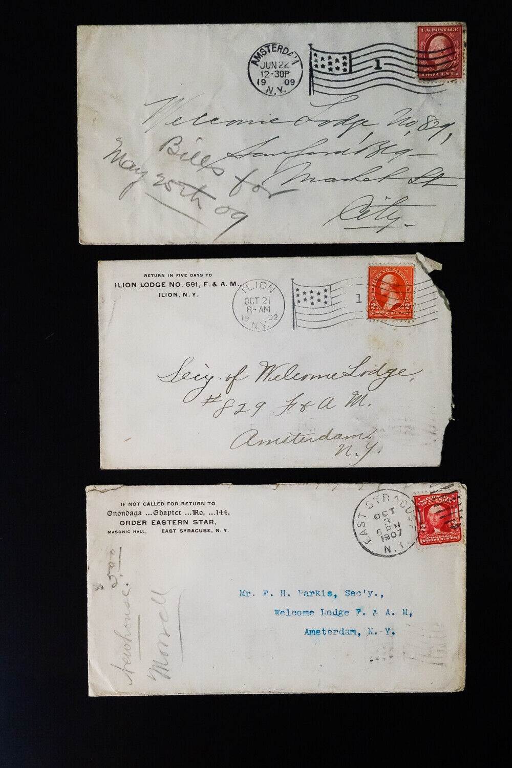US 1800s to Early 1900s Various Stamped Masonic Covers Collection