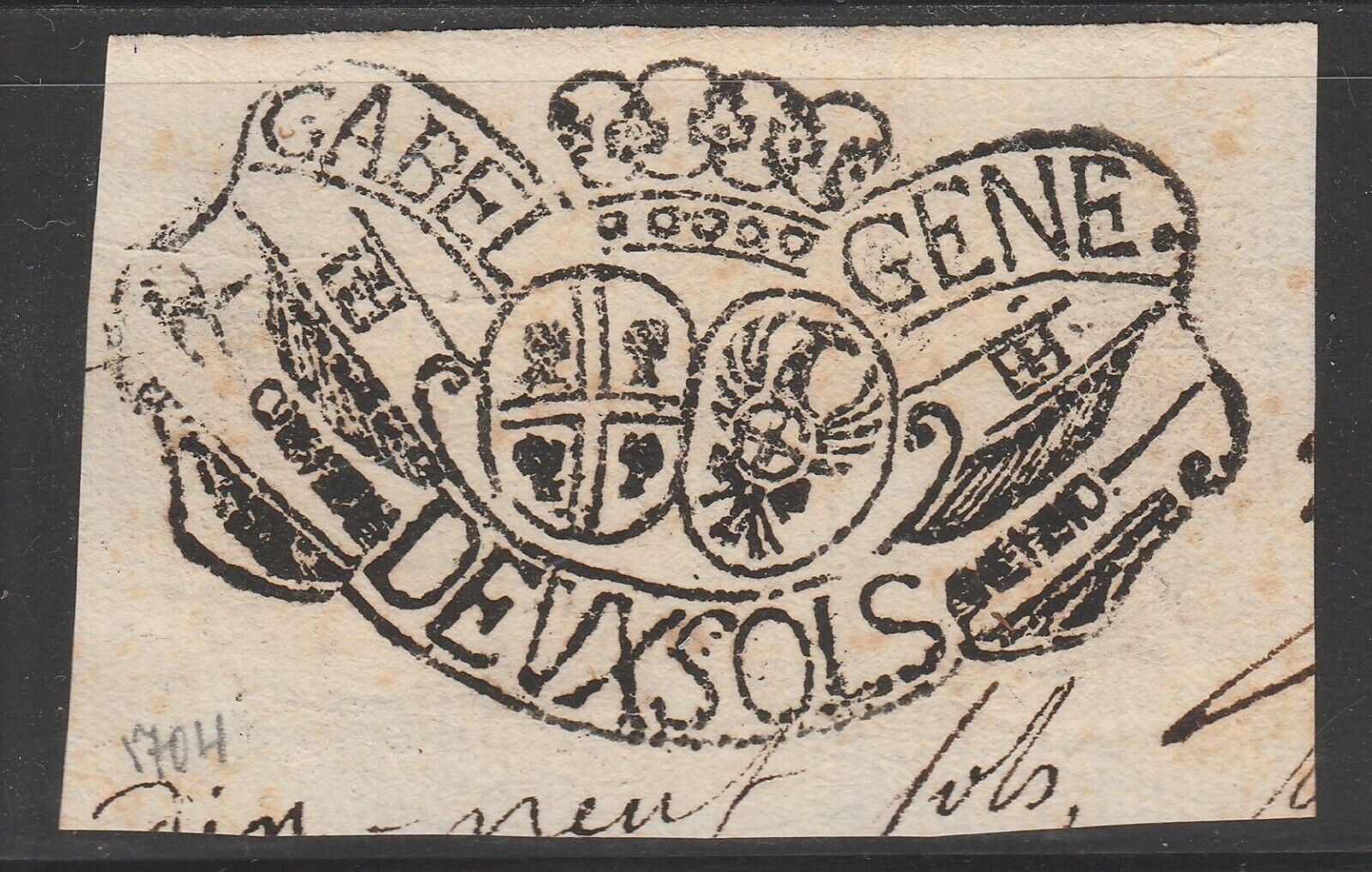 France OLD Revenue Fiscal Stamp- n35 - date= early 1700's - 1704?