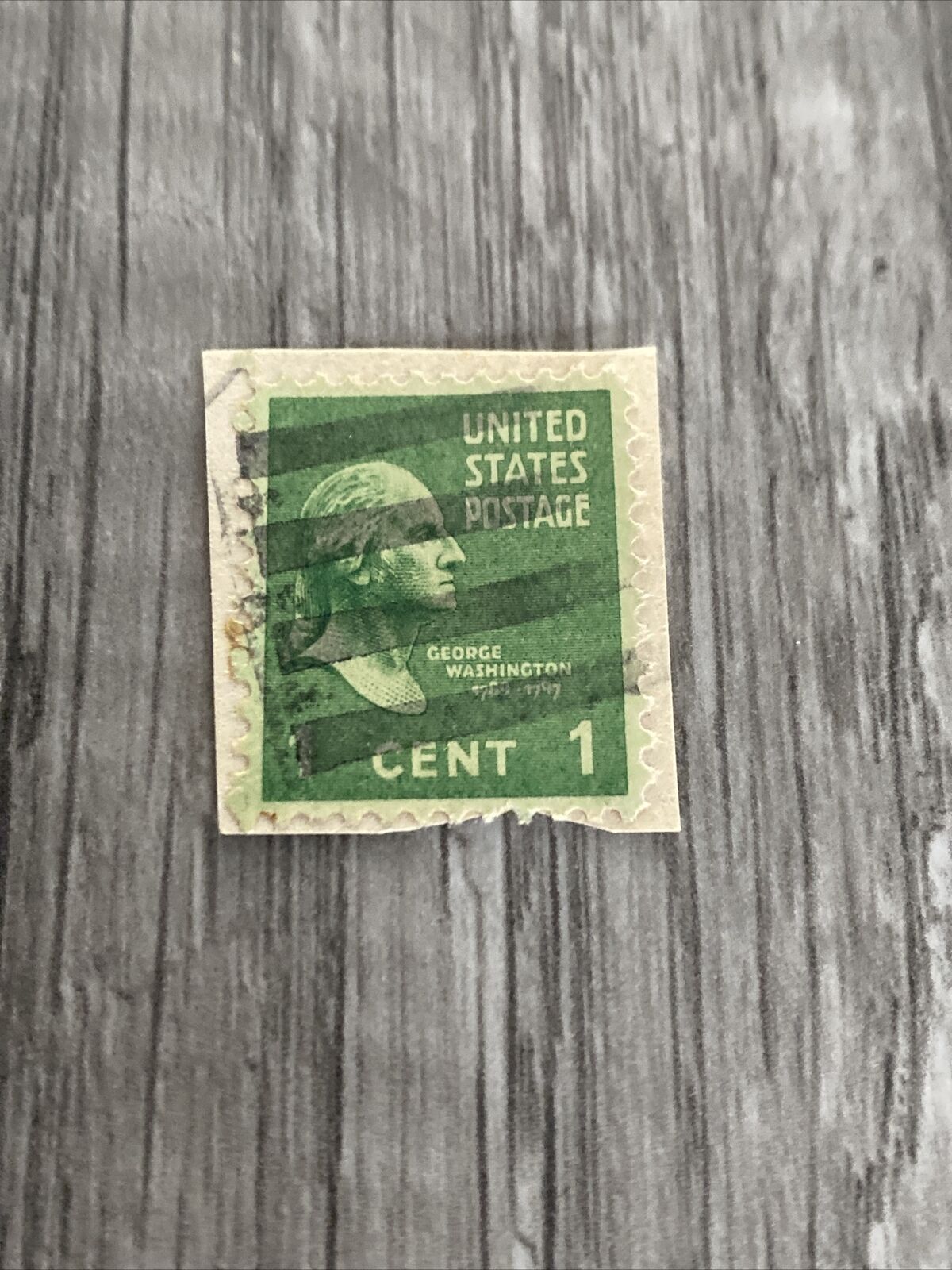 RARE VINTAGE 1 CENT GEORGE WASHINGTON U.S. POSTAGE STAMP 1789-1797