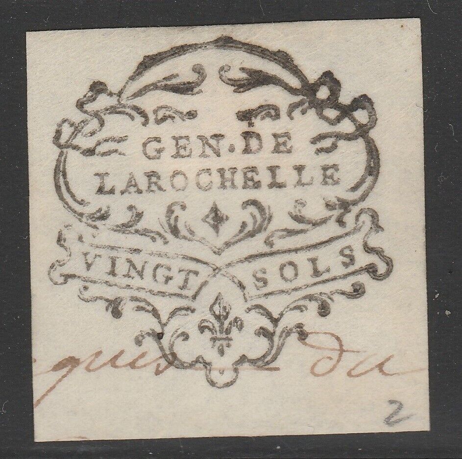France Very OLD Revenue Fiscal Stamp cut out from document - n33 - date= 1700's