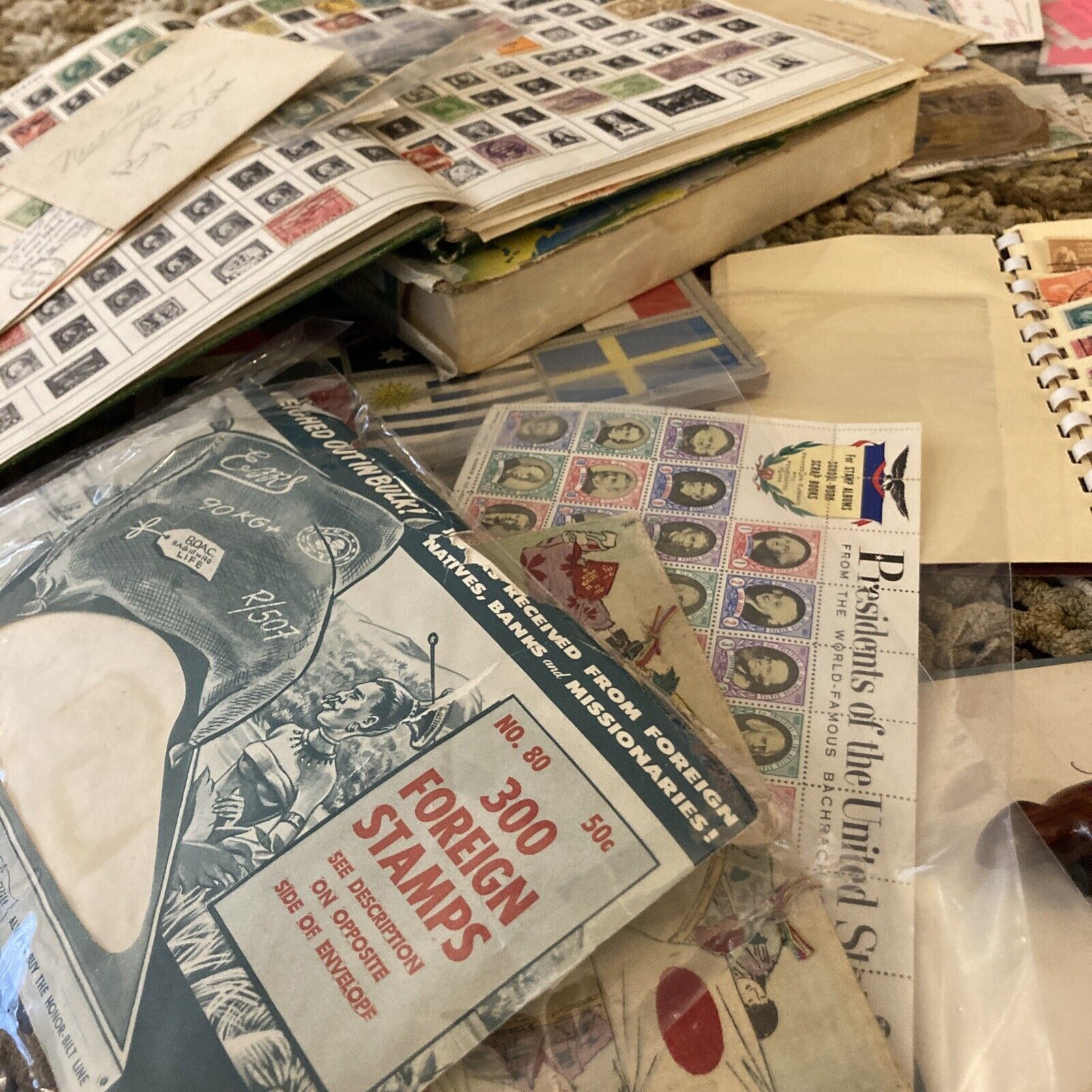 Hundreds Of Late 1800’s-early 1900’s Loose stamps, Stamp Books,US & Foreign.