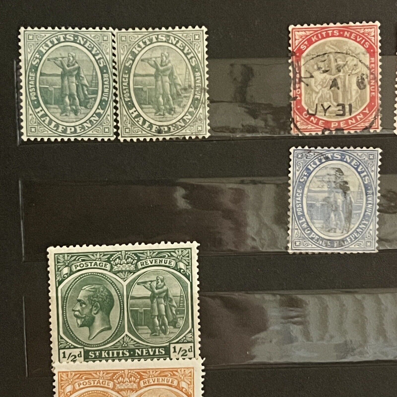 1800s - MID 1900s ST. KITTS & NEVIS MINT USED STAMPS IN STOCK PAGE KGV VICTORIA