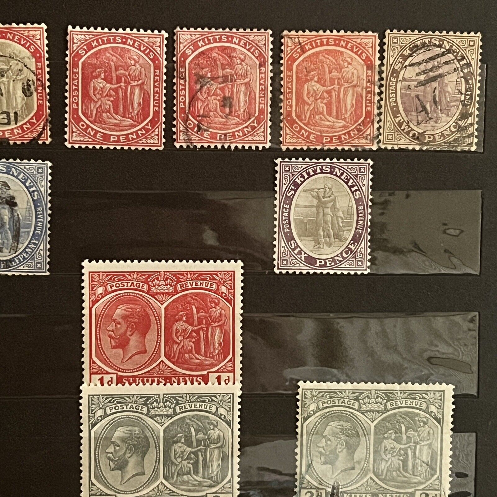 1800s - MID 1900s ST. KITTS & NEVIS MINT USED STAMPS IN STOCK PAGE KGV VICTORIA