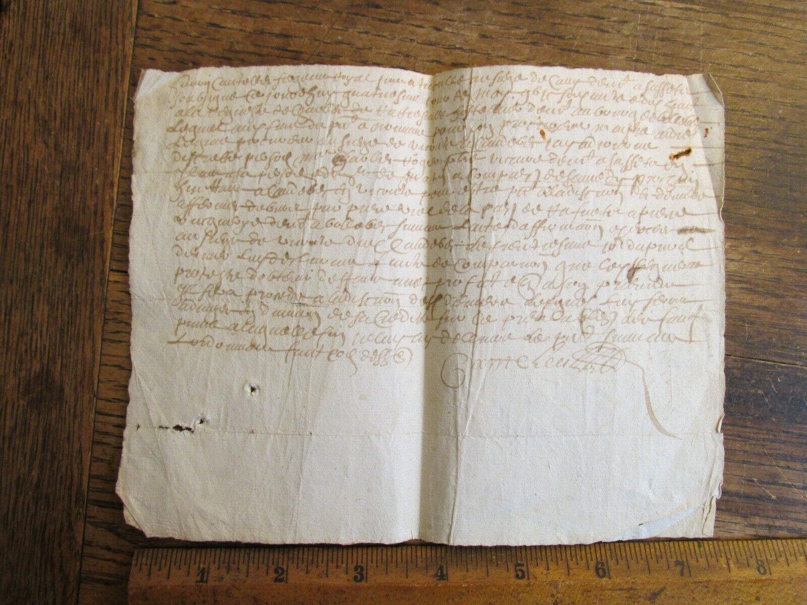 Antique Ephemera Signed French Document France ca 1600s-1700s ? w/ Fancy Stamp