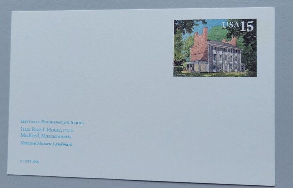 Postal Stationery. Post Card. UNUSED. UX160. Isaac Royall House, 1700s.