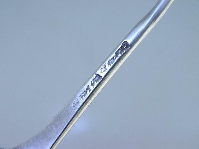 Early Silver Mote Spoon maker ? double stamp 1700's English or American Coin