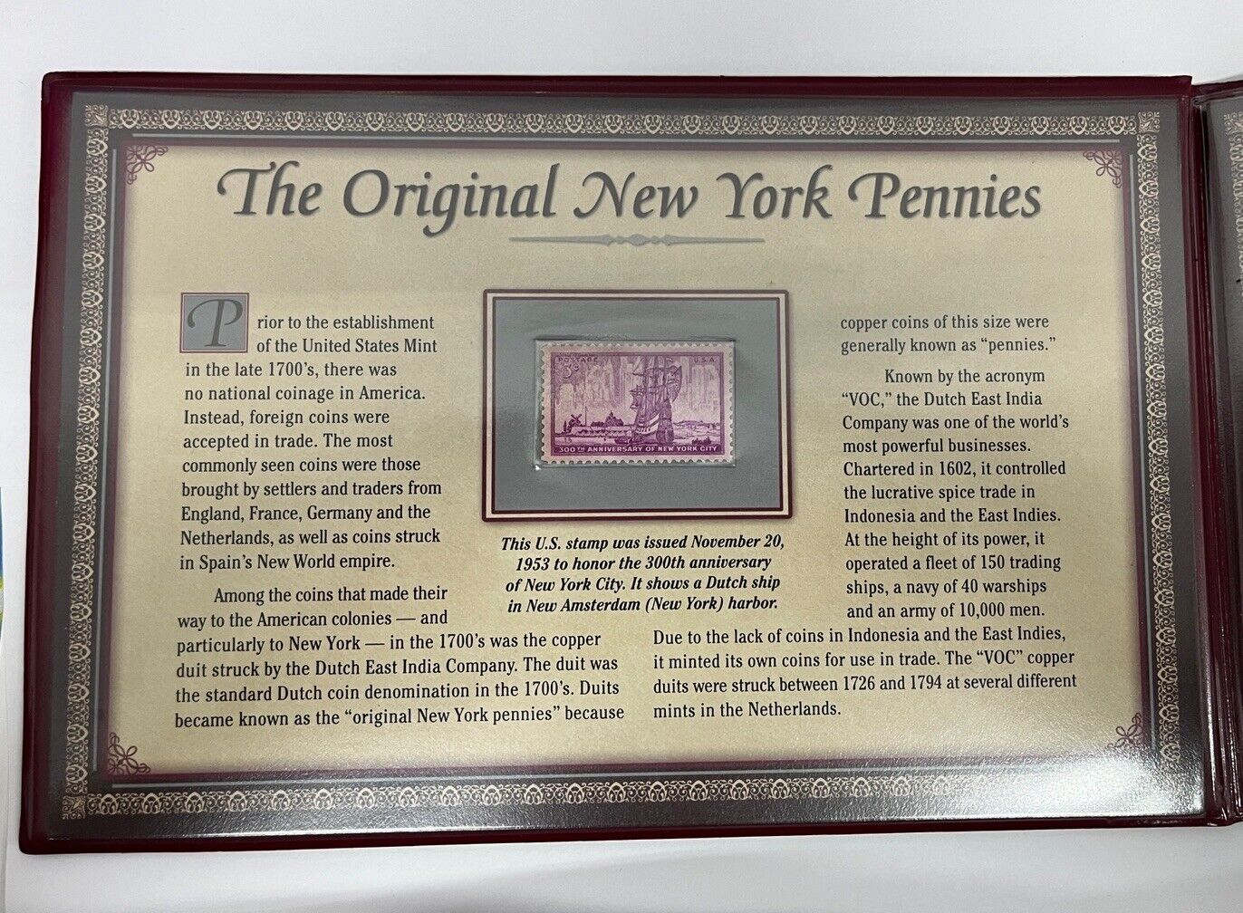 The Original New York Pennies & Stamp Folio
