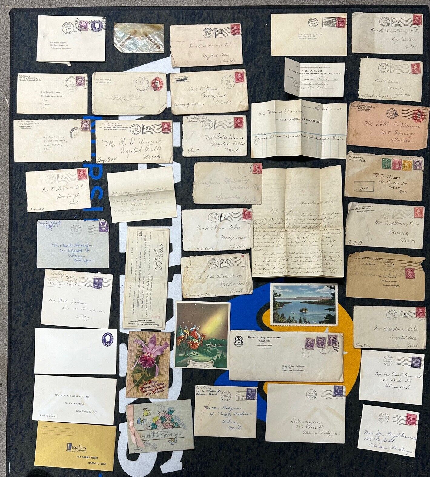 Old Letters Covers Stamps revenue stamps 1800S - 1900S. 40 Items+ Michigan