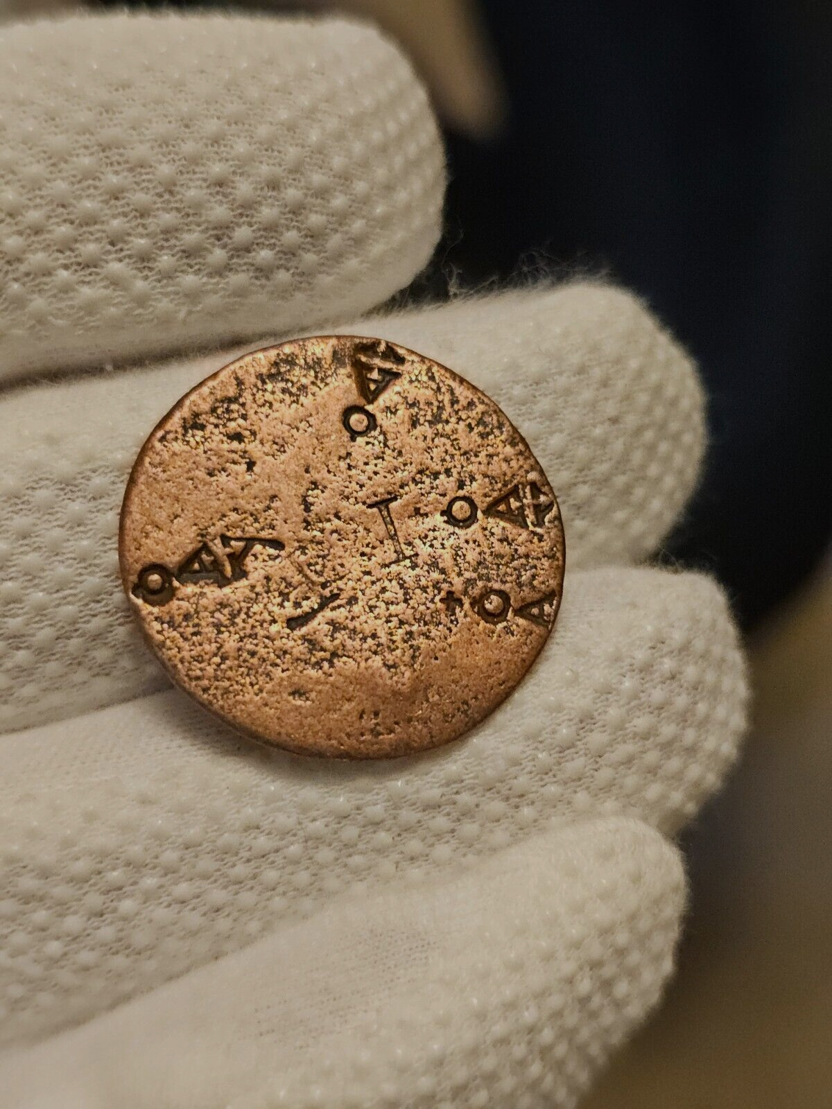 1700's Half Penny Counter Stamped IF GROOMES CROOKE British Large Colonial Coin