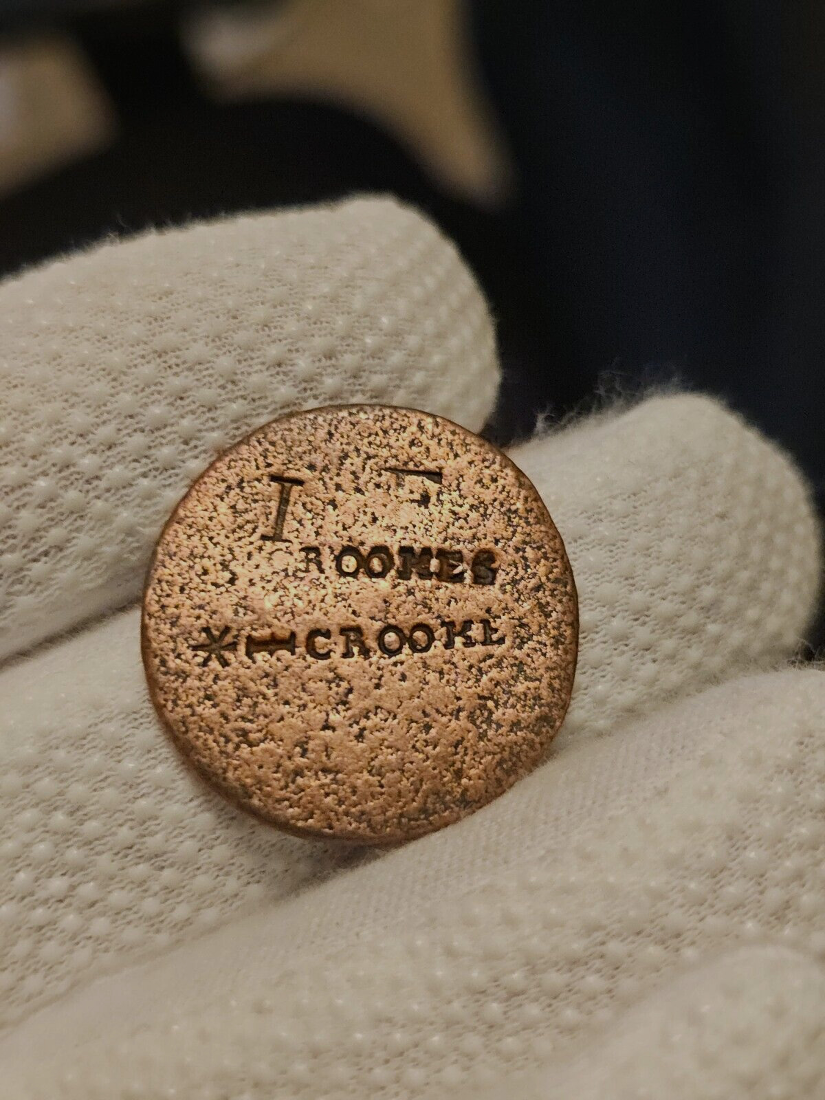 1700's Half Penny Counter Stamped IF GROOMES CROOKE British Large Colonial Coin