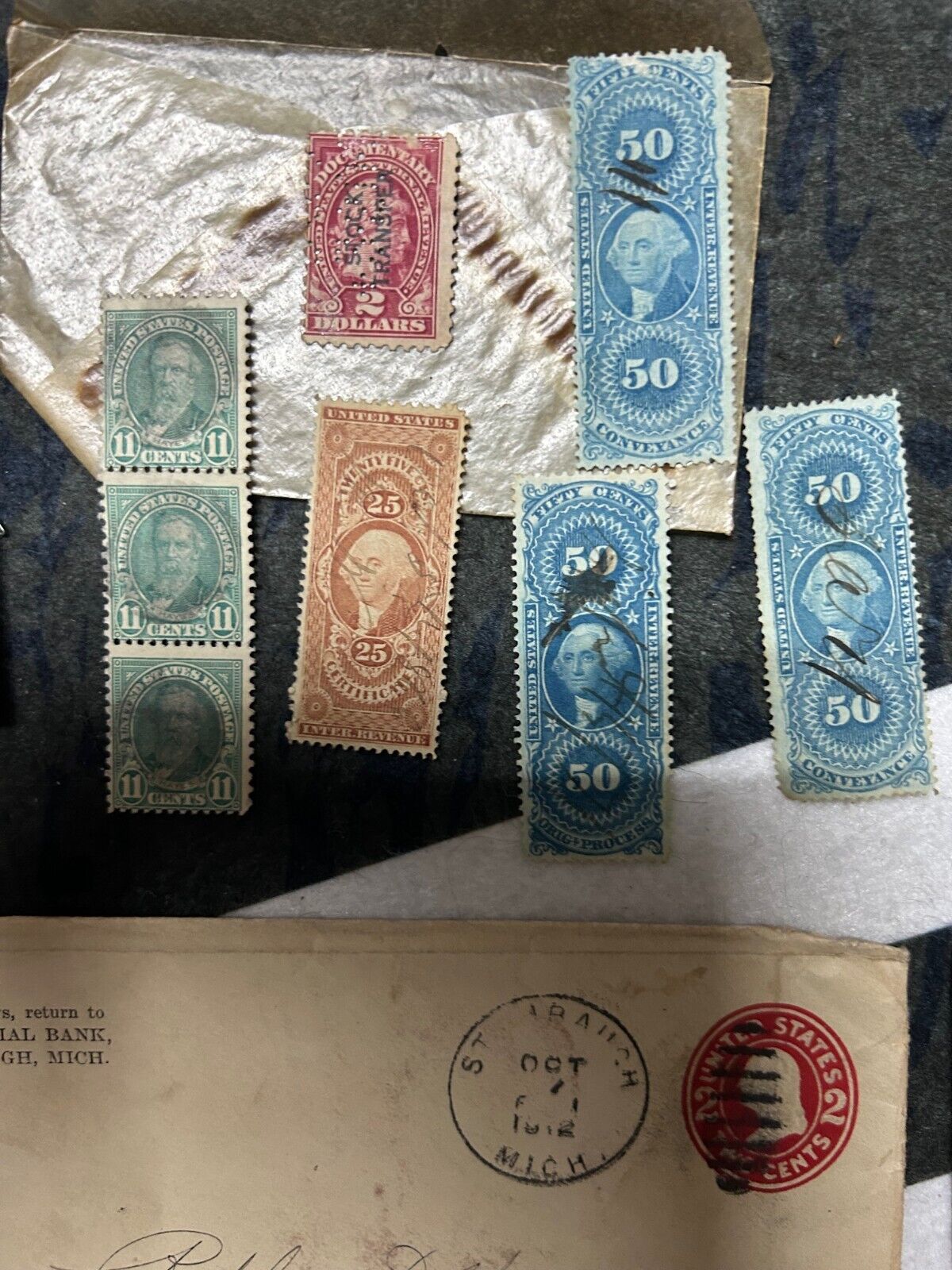 Old Letters Covers Stamps  revenue stamps 1800S - 1900S.  40 Items+ Michigan