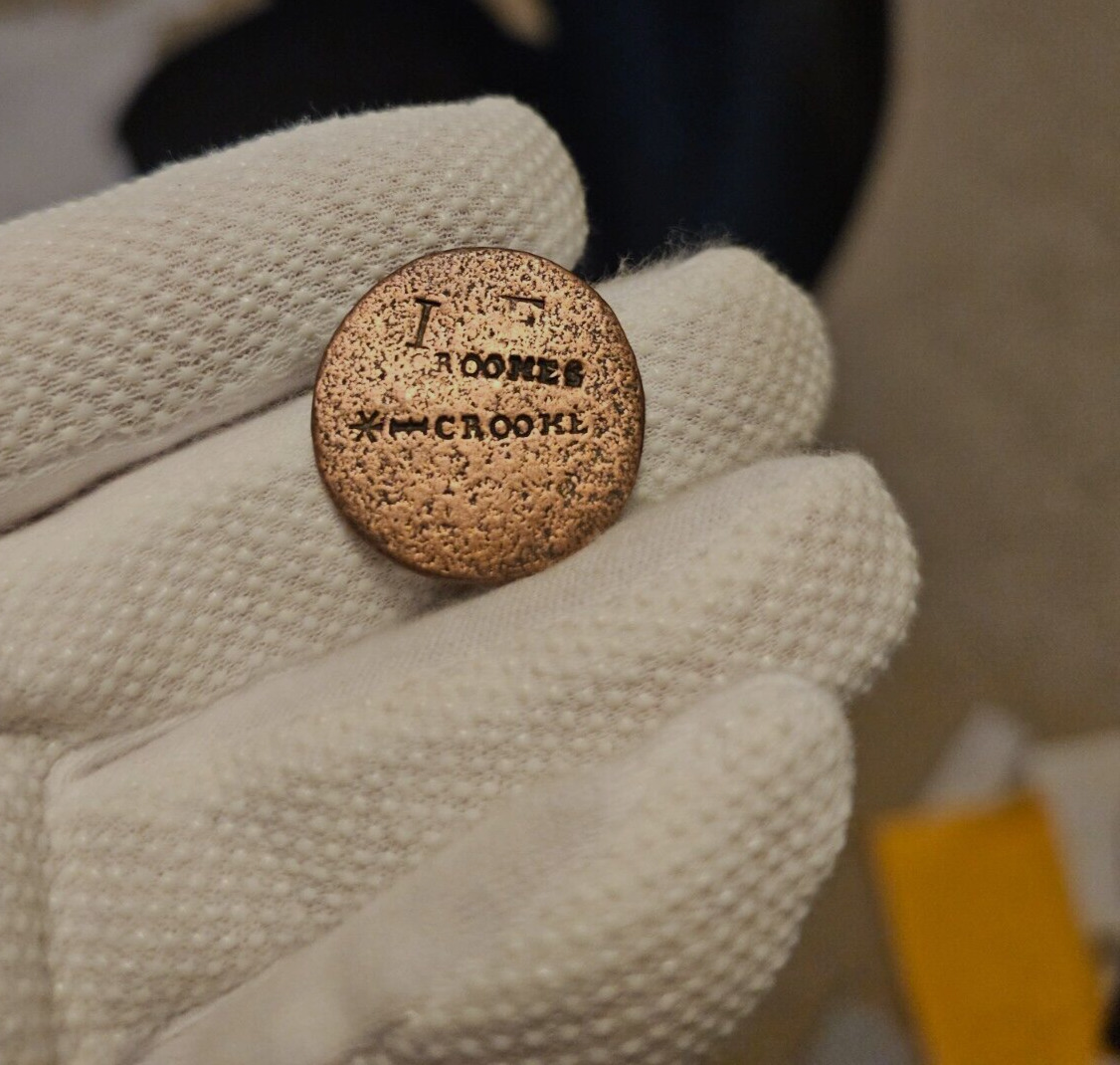 1700's Half Penny Counter Stamped IF GROOMES CROOKE British Large Colonial Coin