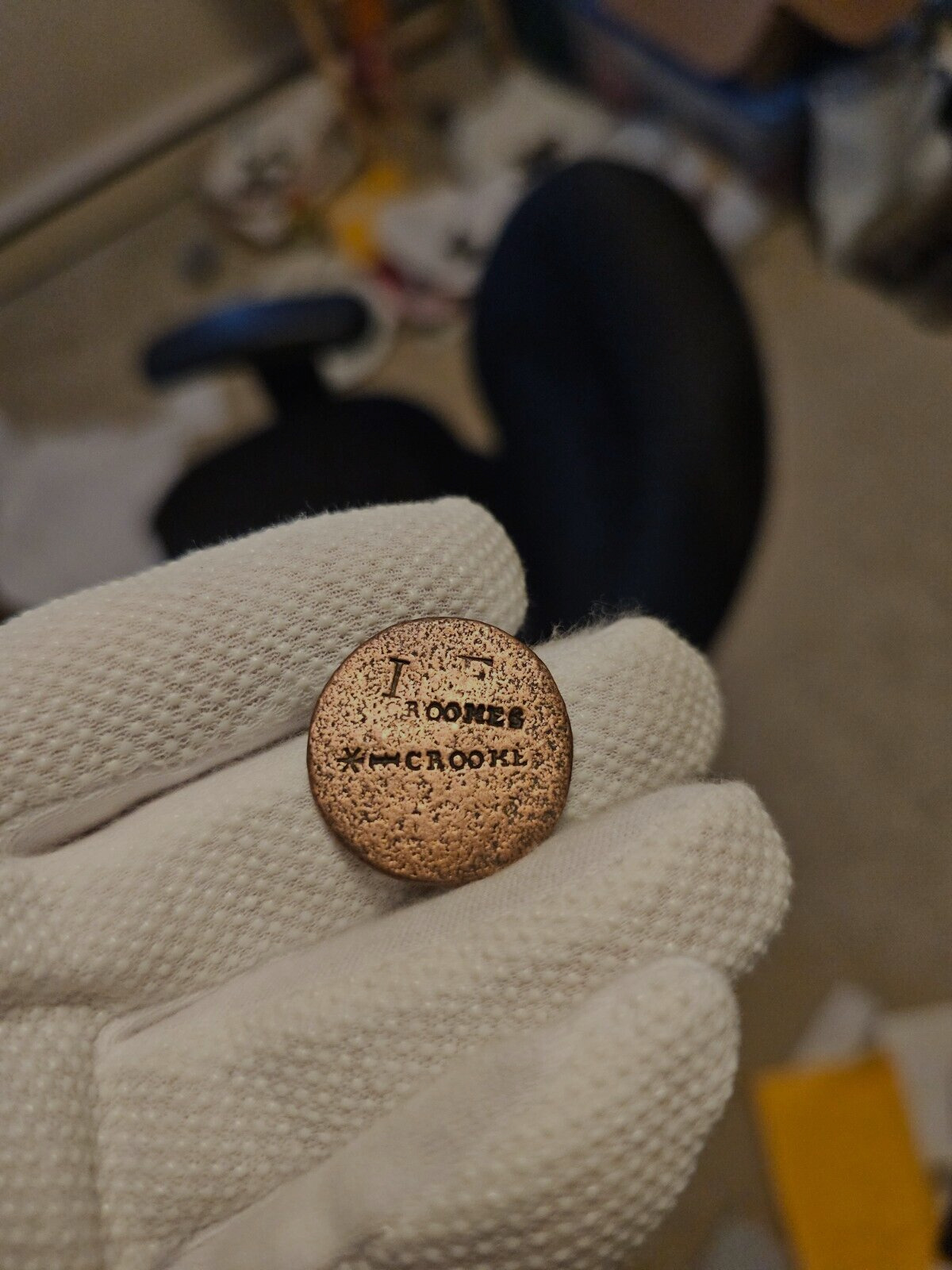 1700's Half Penny Counter Stamped IF GROOMES CROOKE British Large Colonial Coin