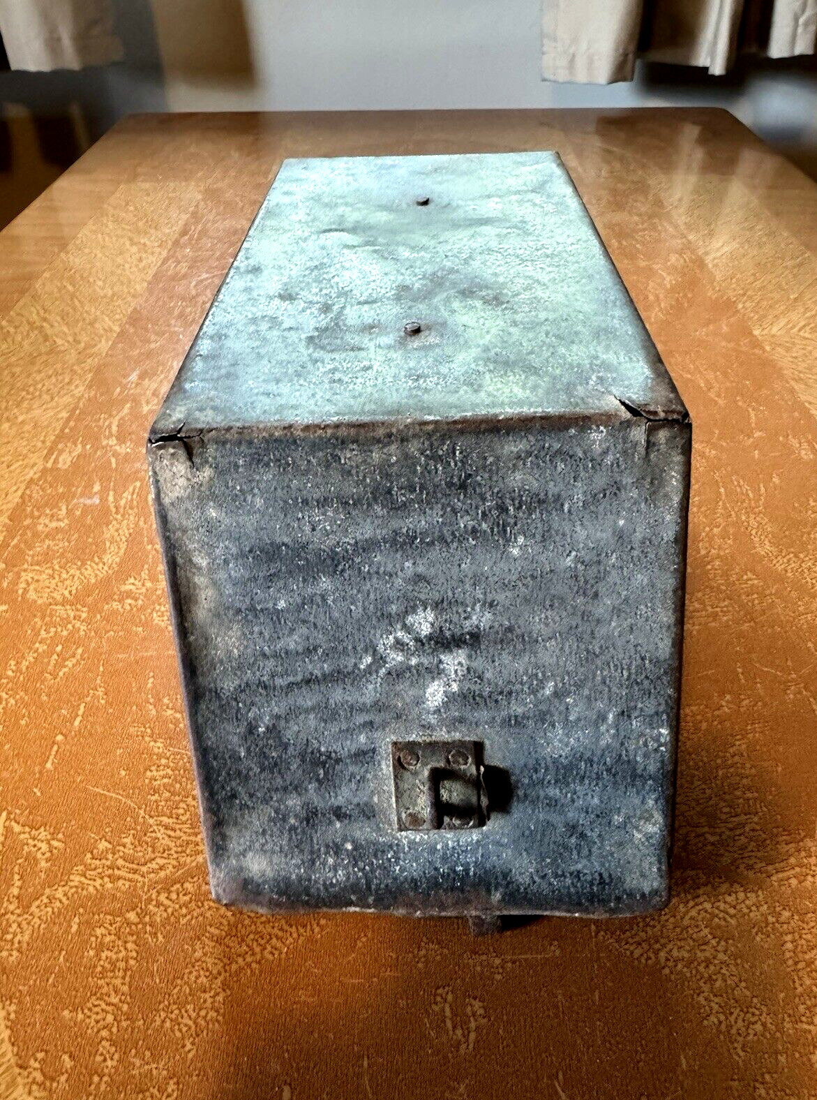 Antique Metal Cash and Stamp Box Late 1800's early 1900's, Primitive