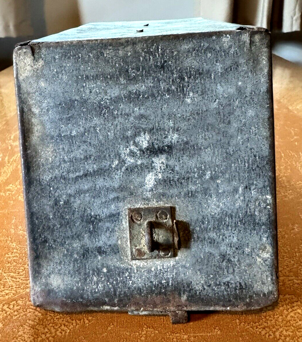 Antique Metal Cash and Stamp Box Late 1800's early 1900's, Primitive