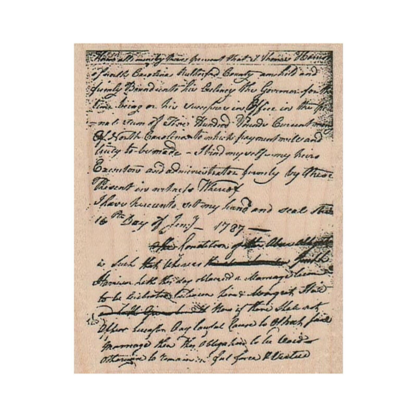 Mounted Rubber Stamp, Writing Stamp, Vintage Writing, 1700s Stamp, Background