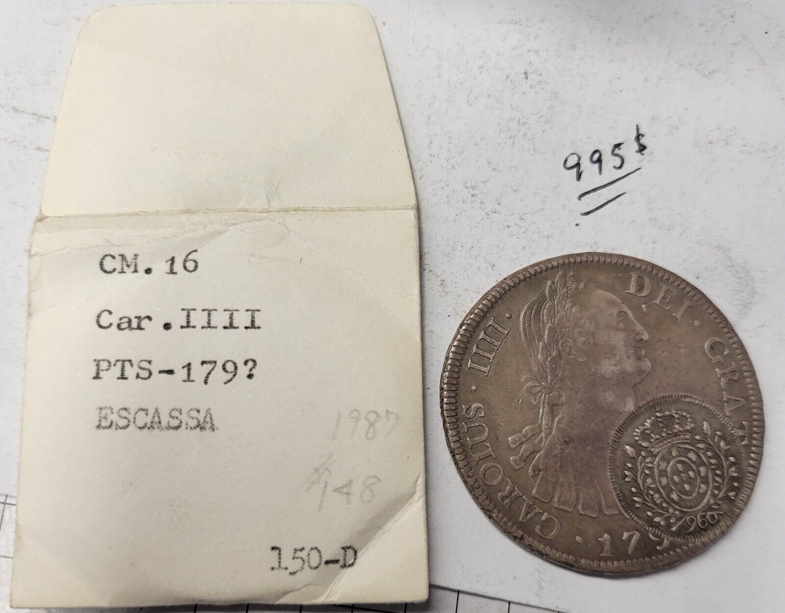 1700's Spanish 8R Counter Stamped 960 Brazil Reis. Silver Coin.