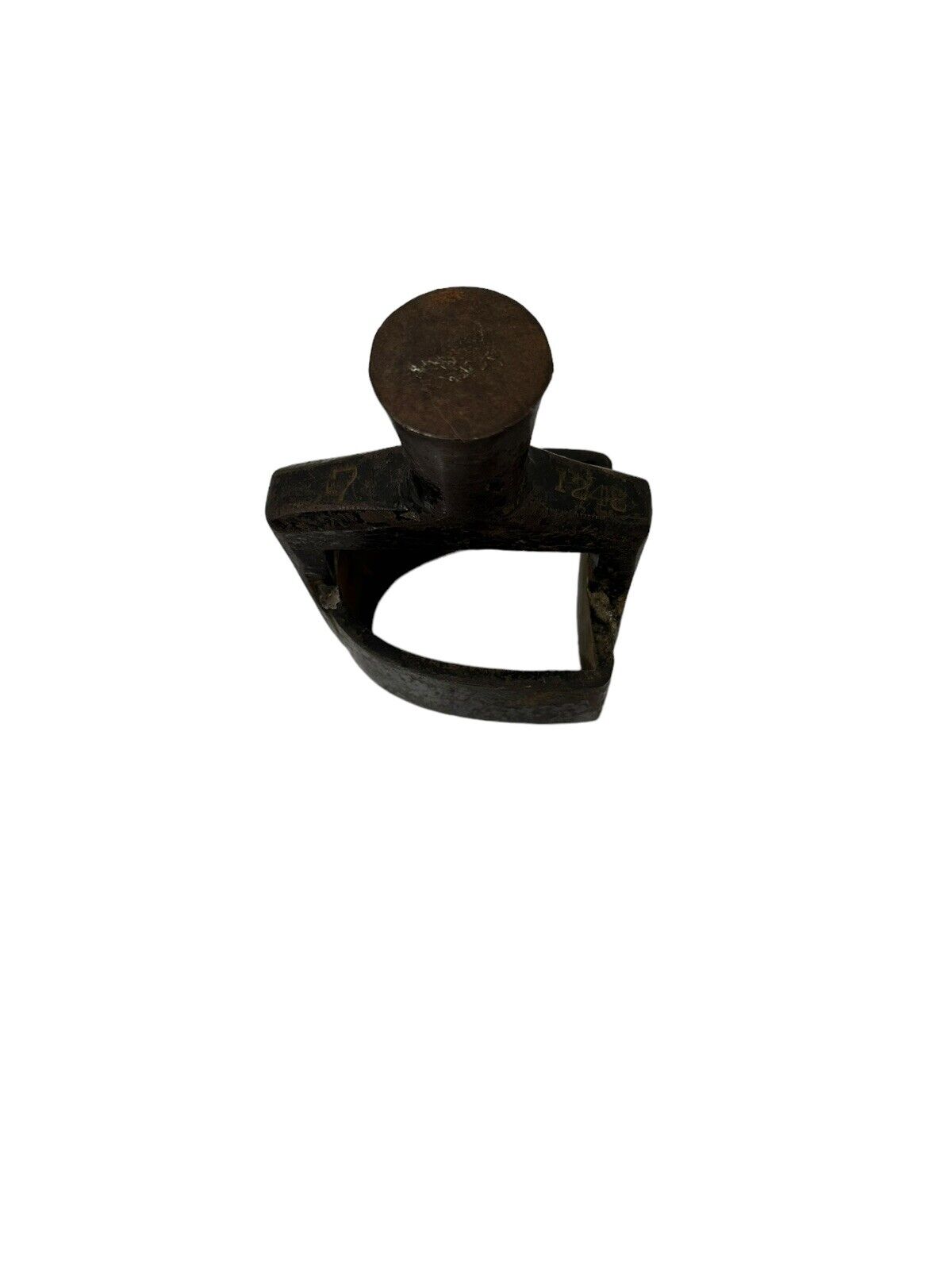 1700s antique COBBLERS hand wrought iron SHOE HEEL MOLD stamp form steampunk