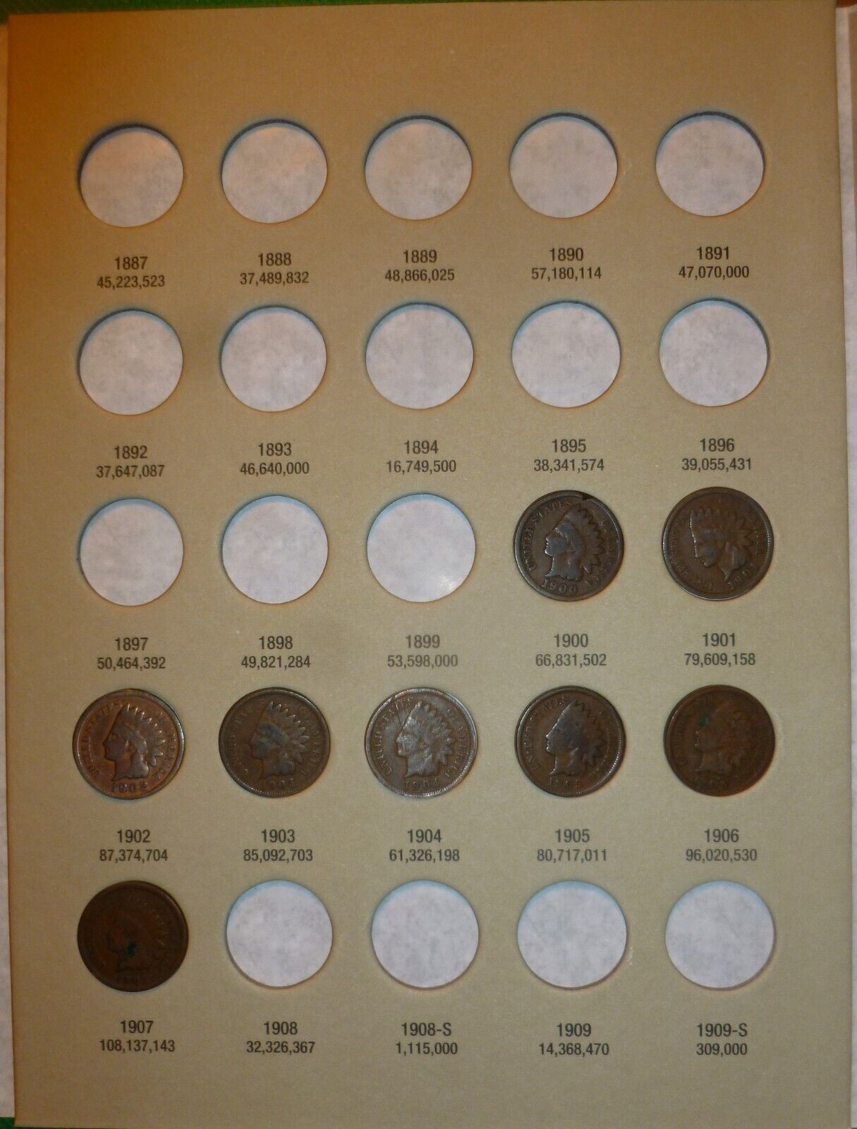 INDIAN HEAD Cent STARTER COLLECTION 1857-1909 8 Coins  New  Folder #A1-8-1900s-H