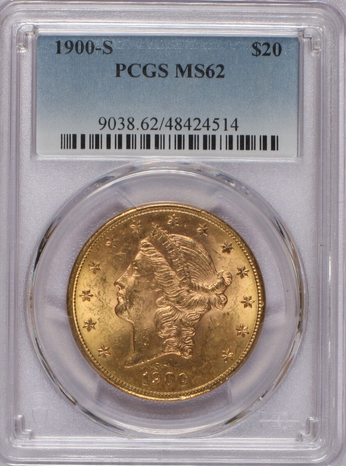 1900-S Gold Liberty Head $20 PCGS MS62. Scarcer Date .