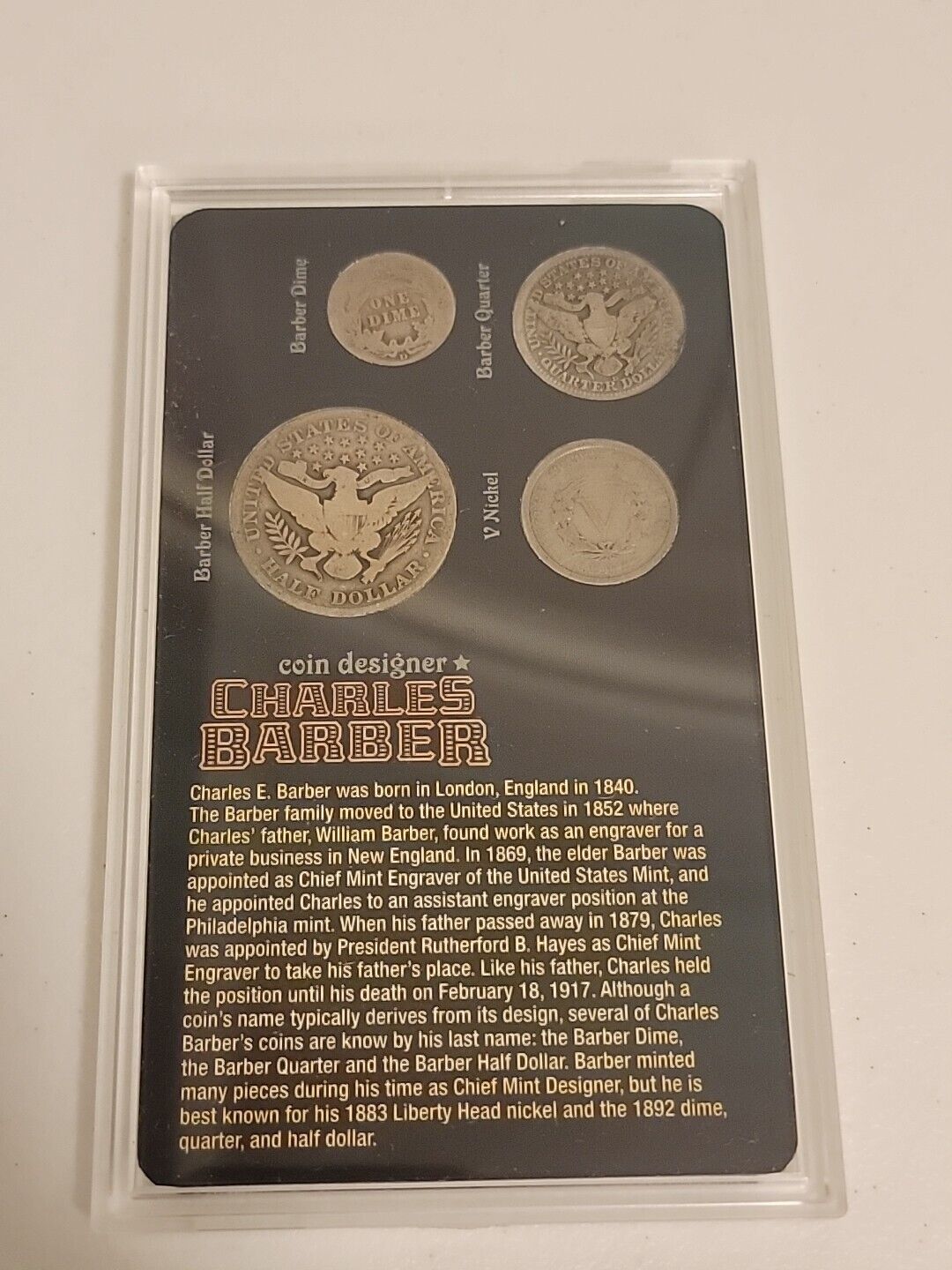 Charles Barber Coin Designer Four Coin Set 1900's
